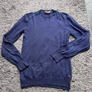 Hugo Boss Orange Sweater Mens Small Blue Knit Long Sleeve Pullover Logo Casual